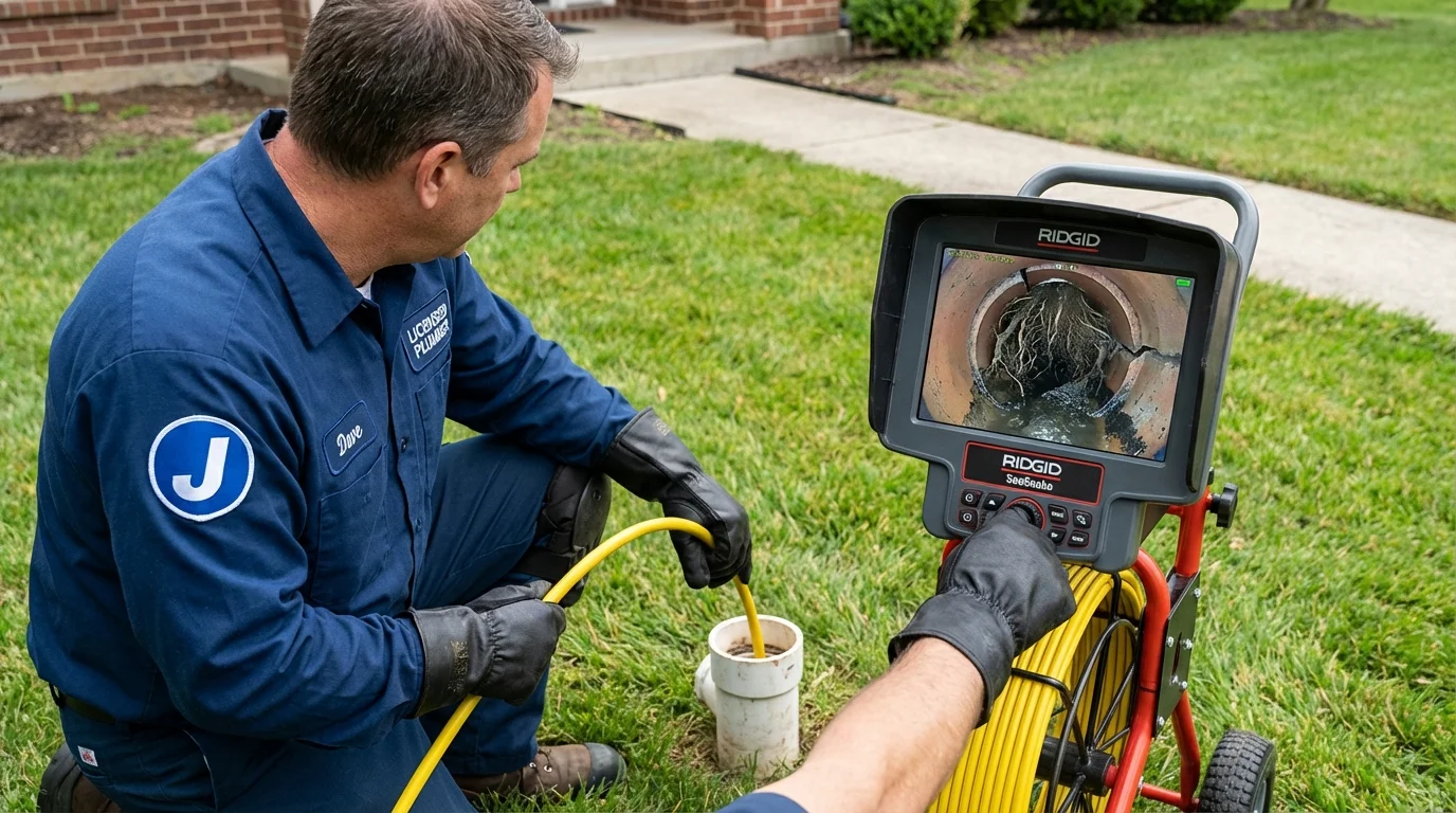 Sewer camera inspection being performed by Johns Plumbing LLC in Carnegie
