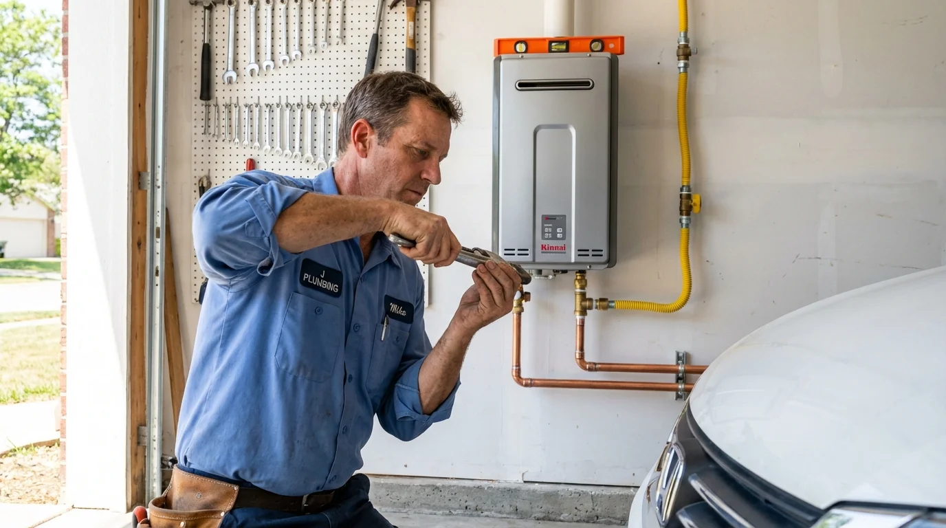 Tankless water heater installation by a Johns Plumbing LLC plumber in Carnegie